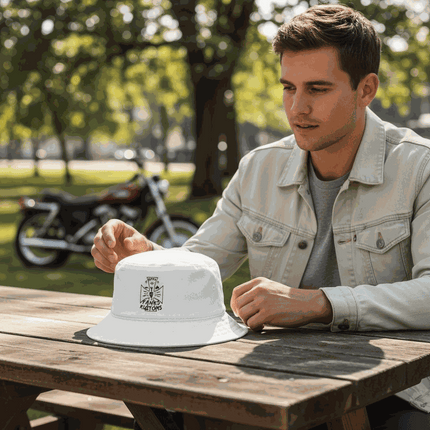Trendy Custom Embroidered Bucket Hat, Ripps and Yanks Kustoms Logo