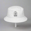 White trendy embroidered bucket hat with vintage design and breathable cotton twill fabric for summer outdoor wear.