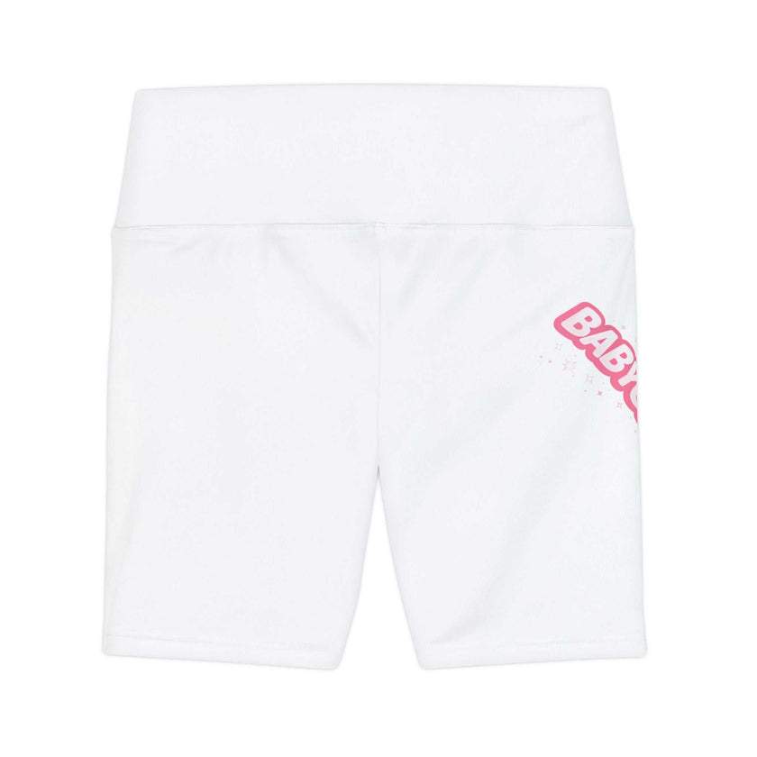 Workout Shorts — 'Baby Girl Energy' Pink Graphic Activewear