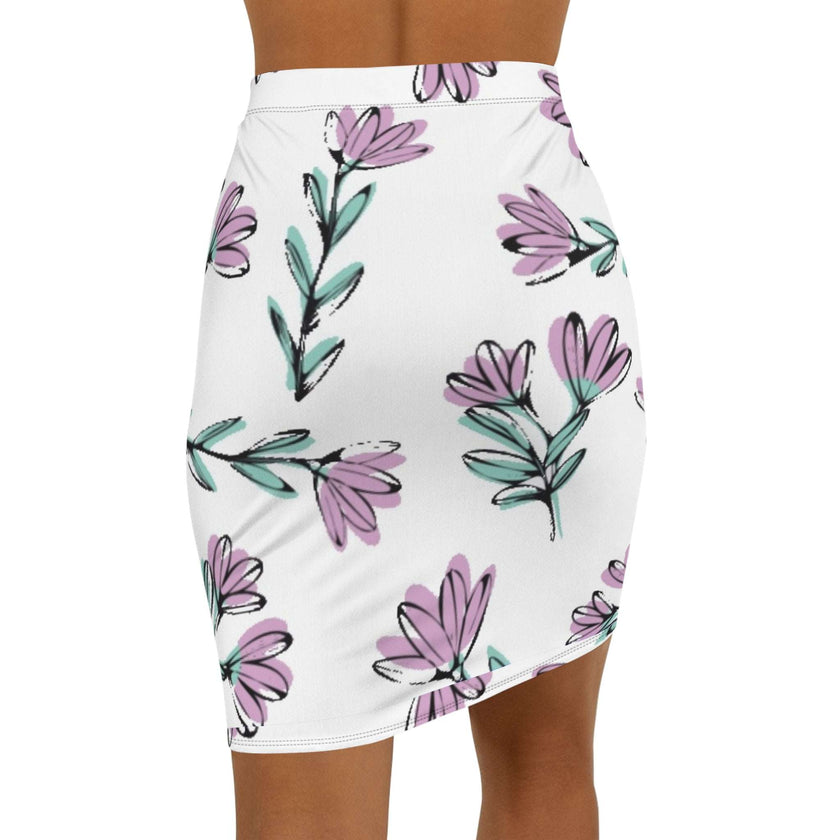 Floral Mid-Waist Pencil Skirt for Women, Elegant Office Wear, Spring Fashion
