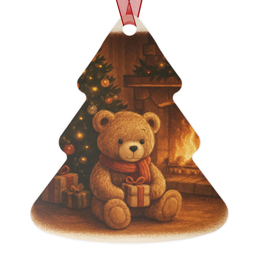 Cozy Bear Christmas Metal Ornament