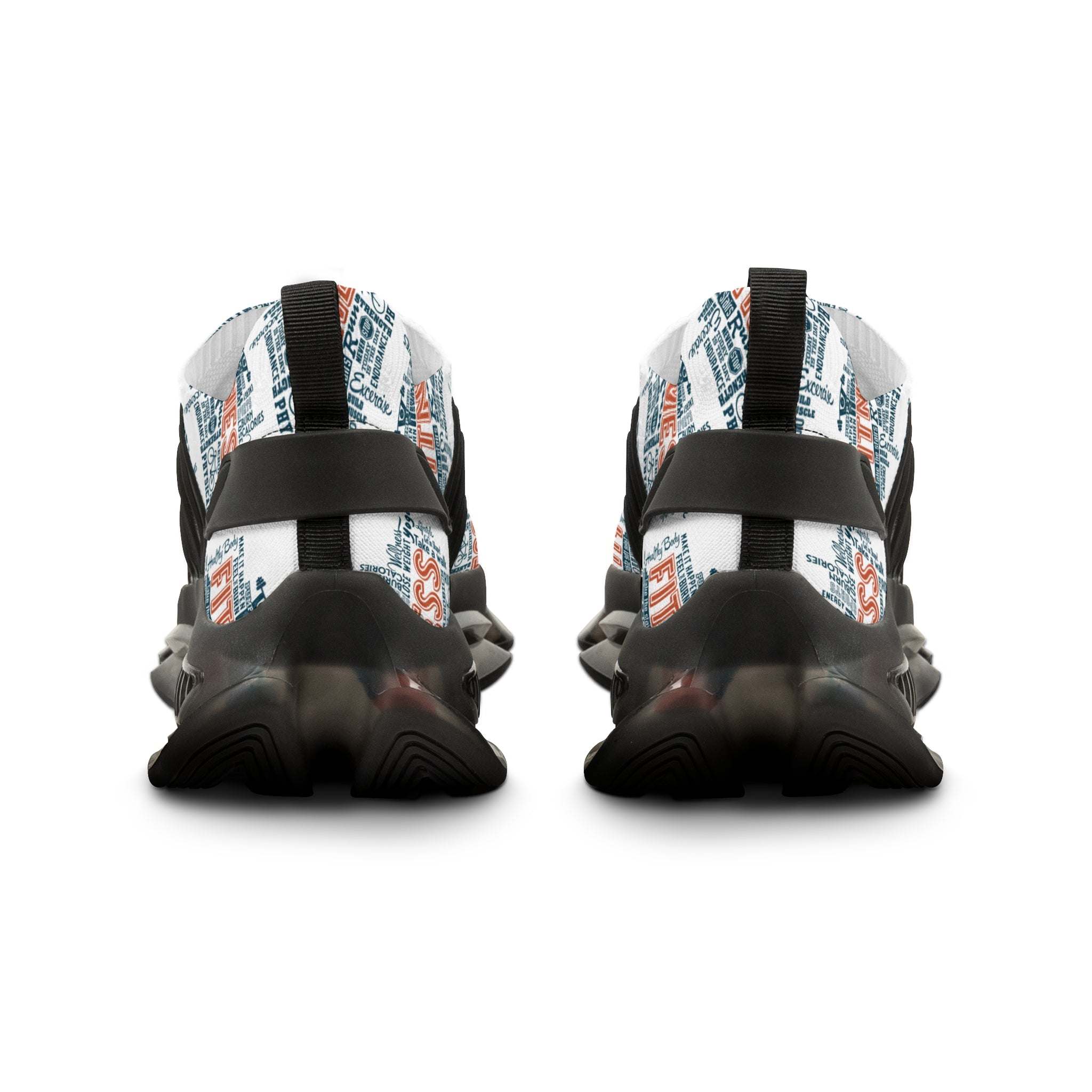White mesh sneakers with multicolor graphic print, lightweight EVA sole, and lace-up design for men
