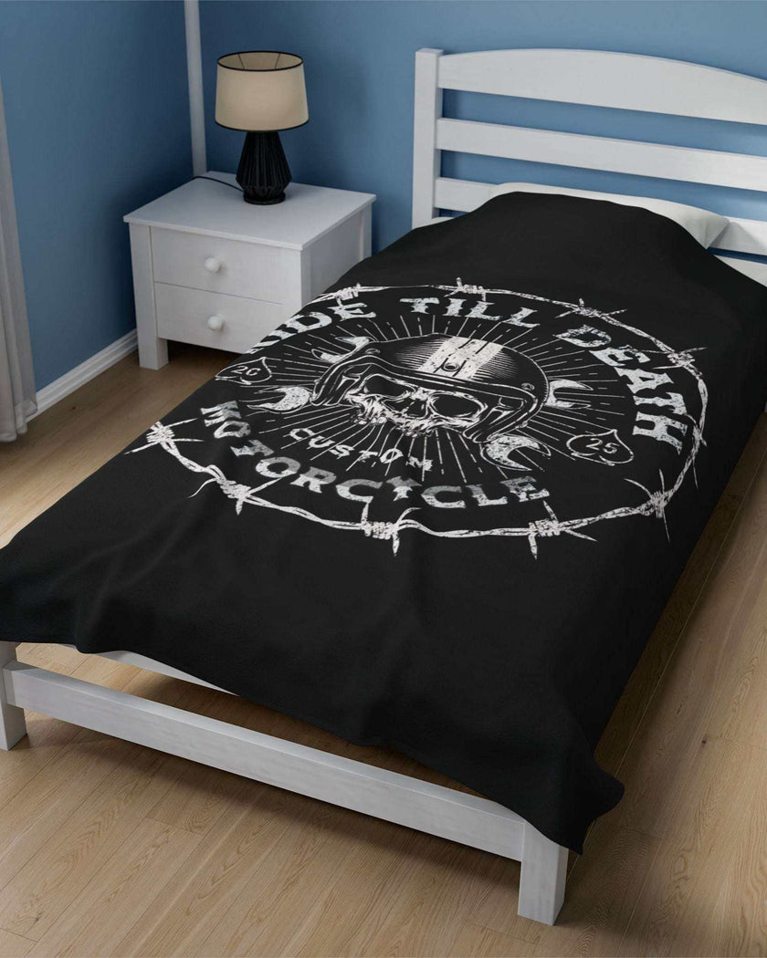 Ride till death velveteen plush blanket