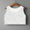 Elegant floral sports bra with grey swirl pattern, moisture-wicking activewear for fitness and yoga