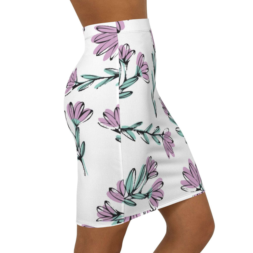 Floral Mid-Waist Pencil Skirt for Women, Elegant Office Wear, Spring Fashion