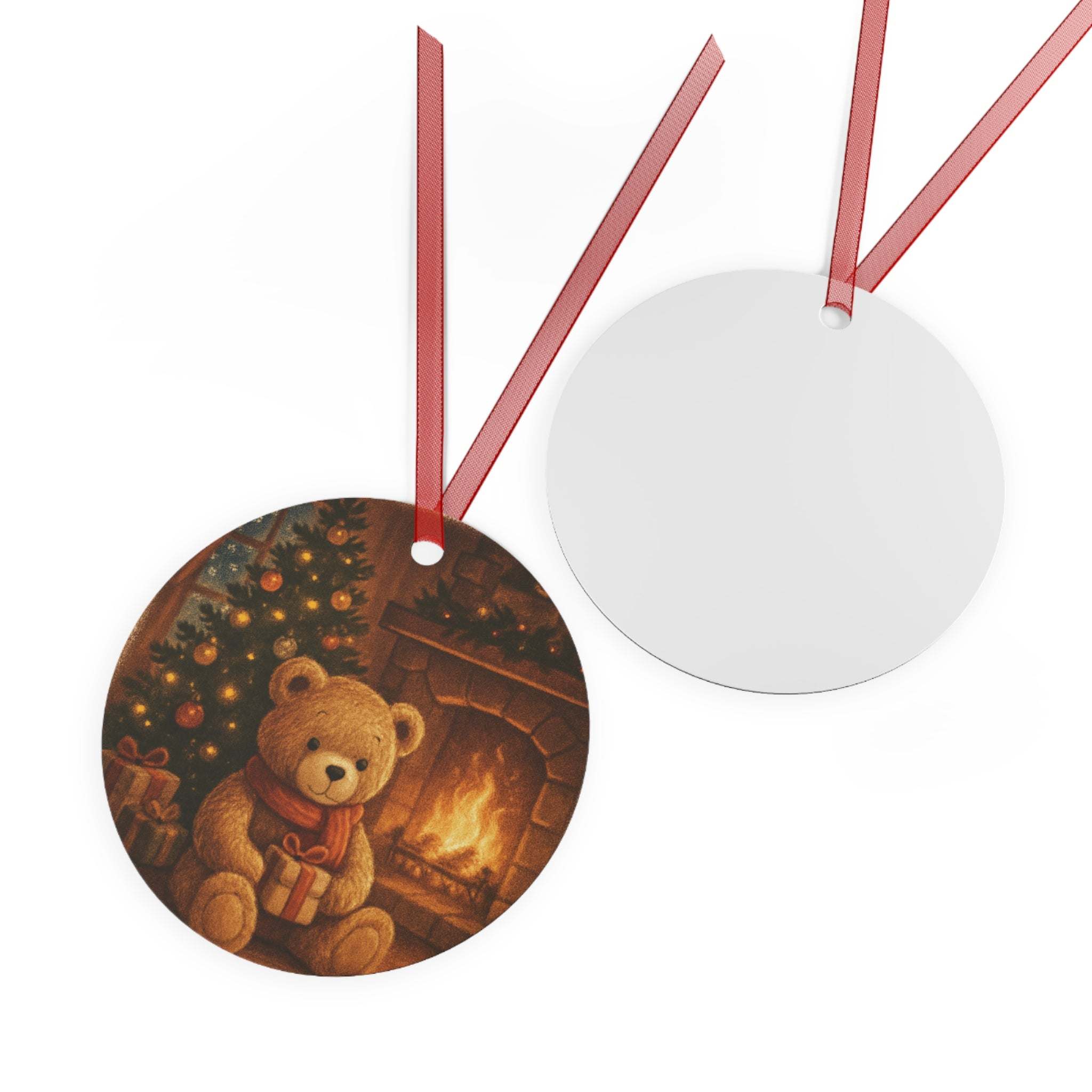 Cozy Bear Christmas Metal Ornament