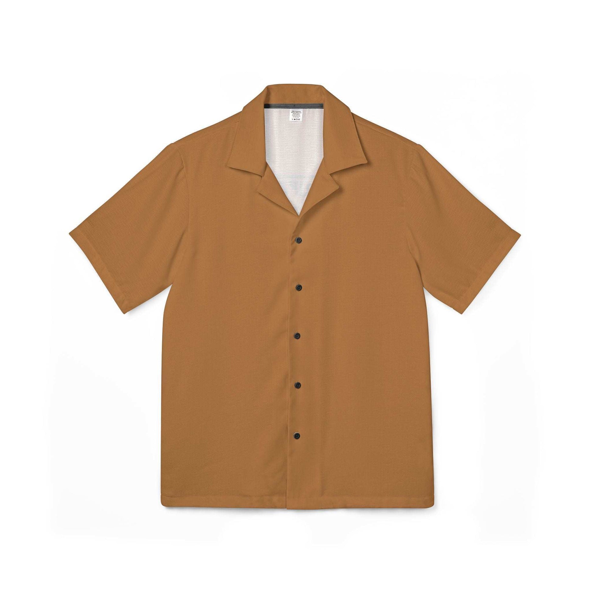Vintage-inspired Hawaiian camp shirt in brown, men's summer casual button-up shirt, lightweight breathable fabric for beach and vacation wear