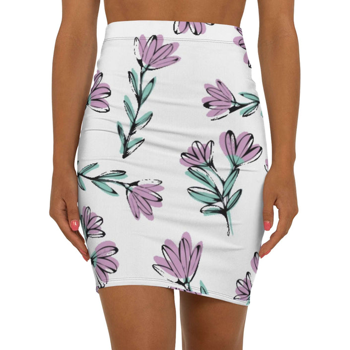 Floral Mid-Waist Pencil Skirt for Women, Elegant Office Wear, Spring Fashion