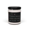 9oz Women Belong scented soy candle in glass jar with black lid and inspirational quote label