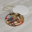 Christmas Ceramic OrnamentLeanne Roberts DesignsChristmas Ceramic Ornament with Santa making a DeliveryGet ready to add a splash of festivity to your holiday decorations with this bold Christmas ceramic ornament! Santa making a delivery comes to life with vibrant colo