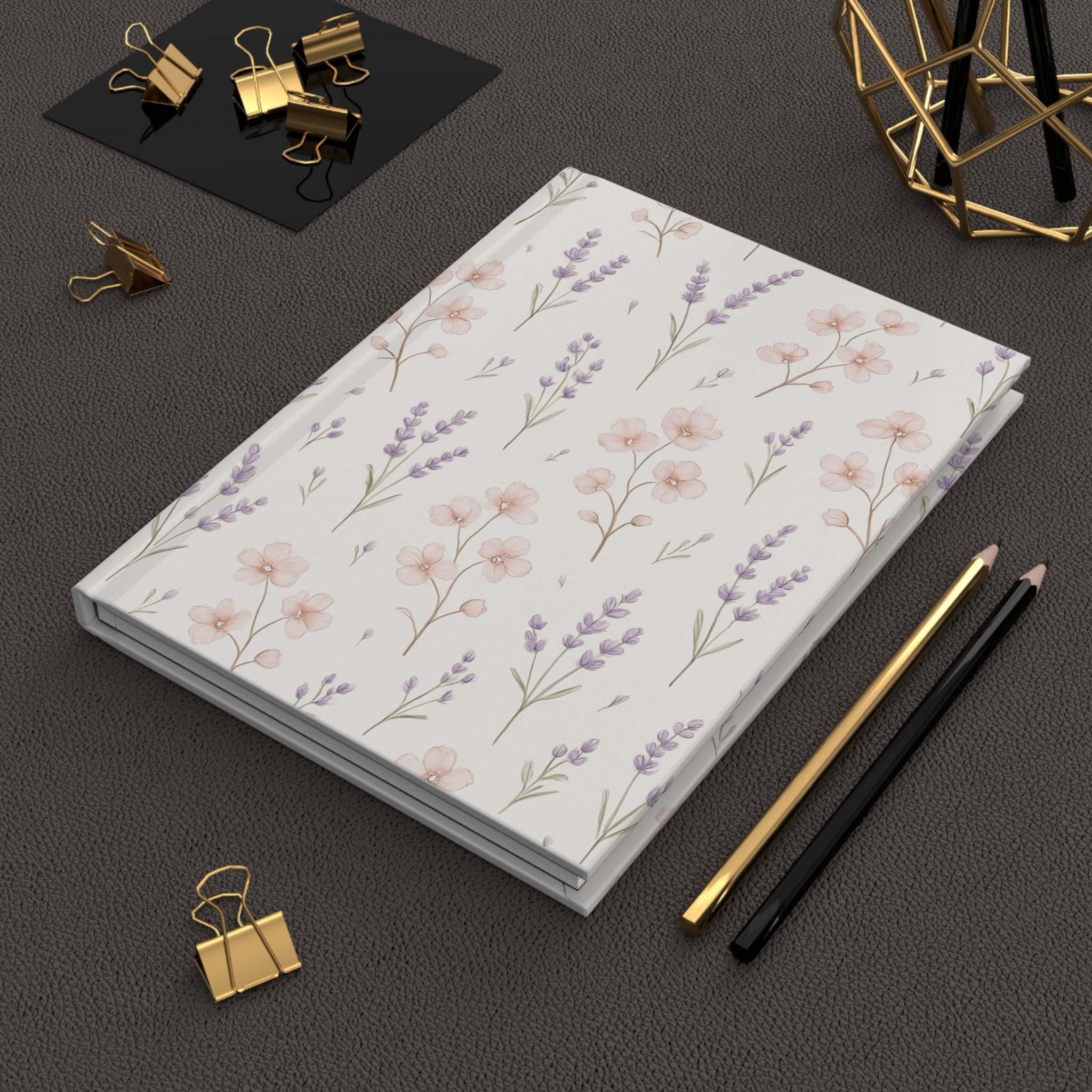 Floral Hardcover Journal - Blossoms & Lavender Design