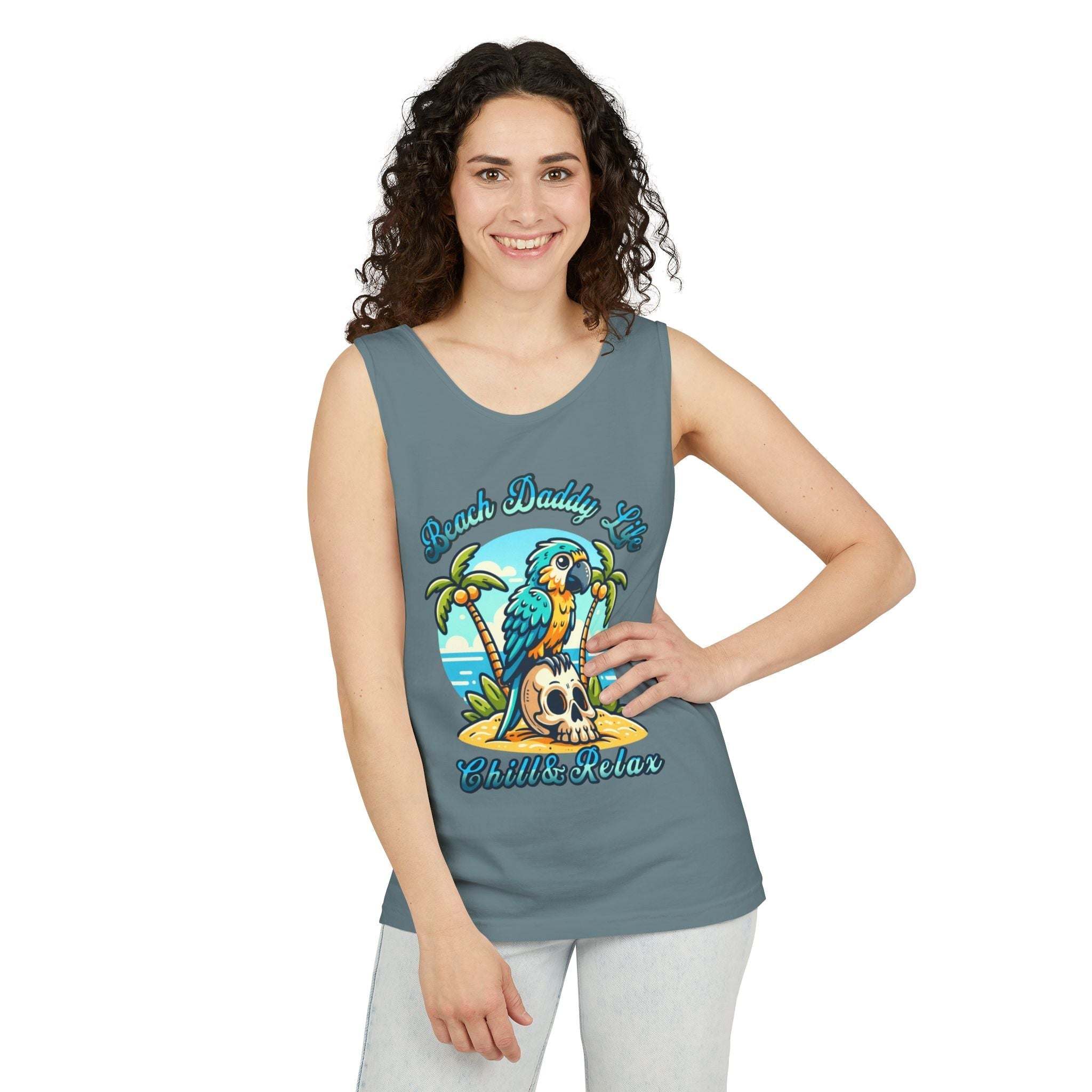 Beach Daddy Life Tank TopLeanne Roberts DesignsBeach Daddy Life Tank TopXS
S
M
L
XL
2XL
3XL




Width, in
16.50
17.50
19.50
21.25
23.00
25.00
27.00


Length, in
25.25
26.62
28.00
29.37
30.75
31.62
32.50



The Beach Daddy Life Tank Top e