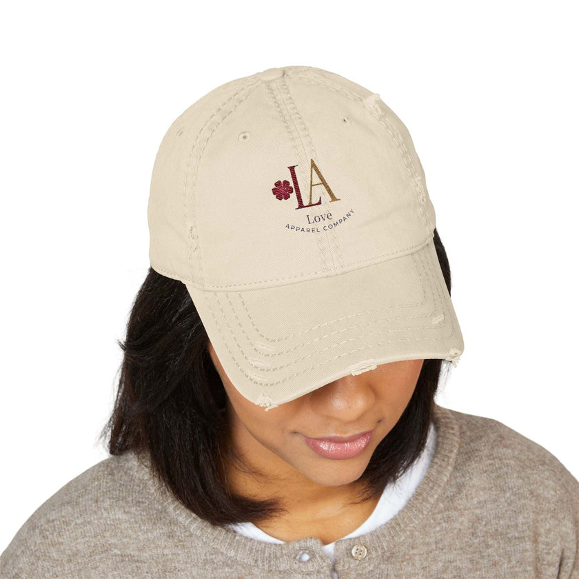 Embroidery Distressed Dad Hat - LA Love Apparel Design