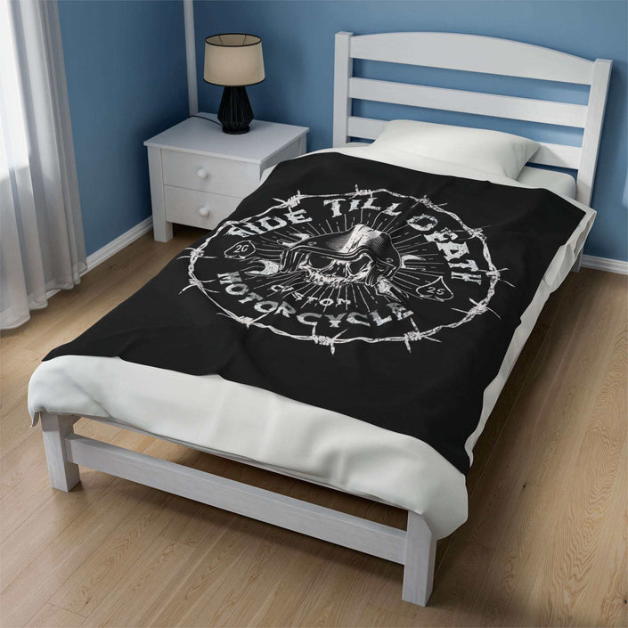 Ride till death velveteen plush blanket