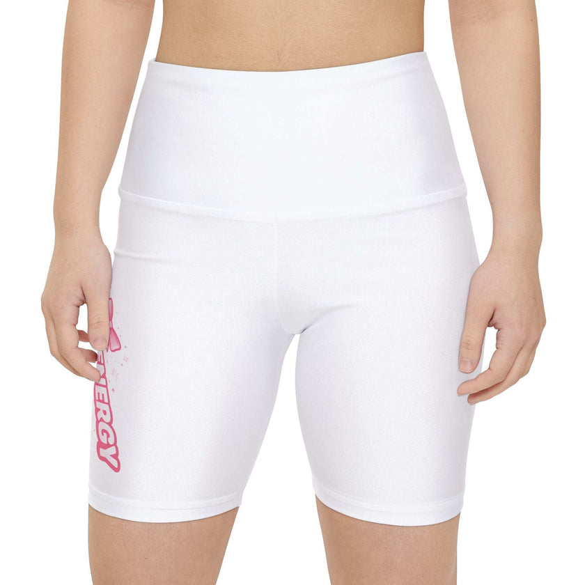 Workout Shorts — 'Baby Girl Energy' Pink Graphic Activewear
