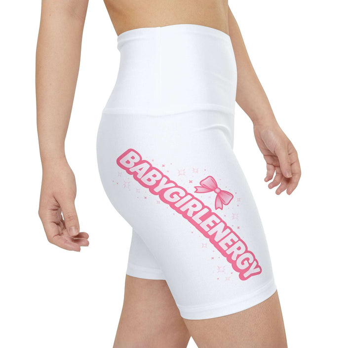 Workout Shorts — 'Baby Girl Energy' Pink Graphic Activewear