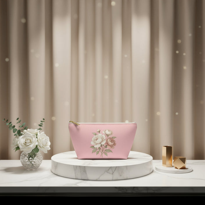 Pink Floral Accessory Pouch