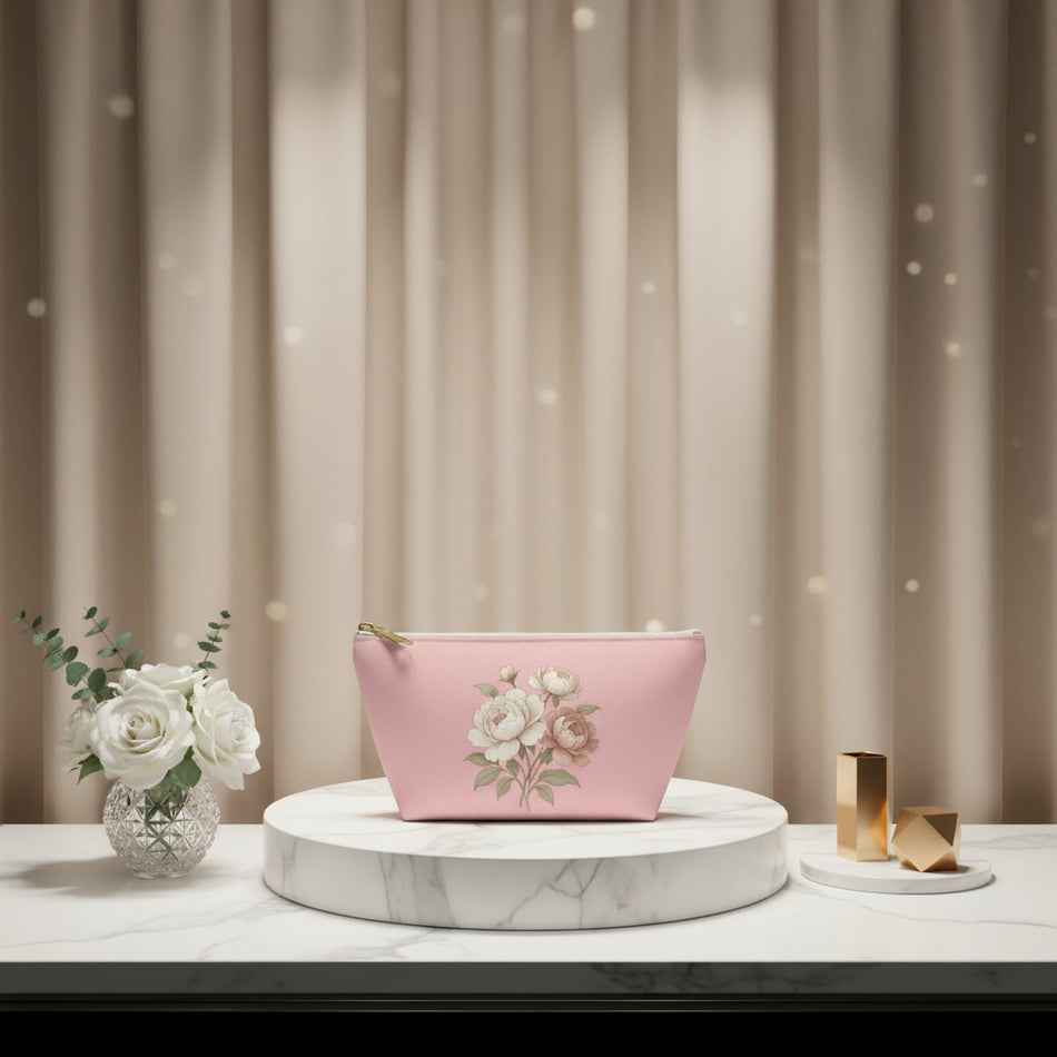 Pink Floral Accessory Pouch