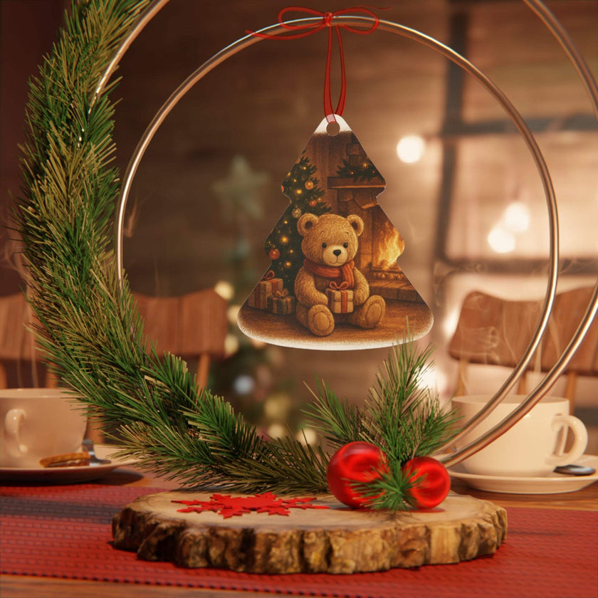 Cozy Bear Christmas Metal Ornament