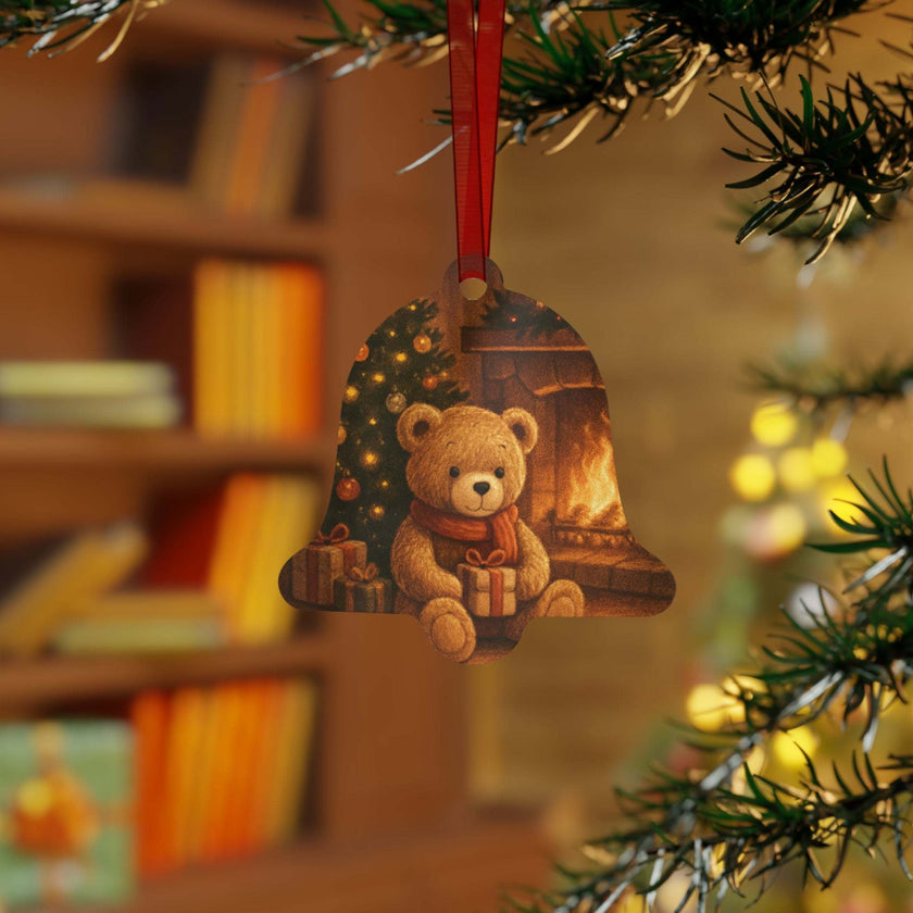Cozy Bear Christmas Metal Ornament