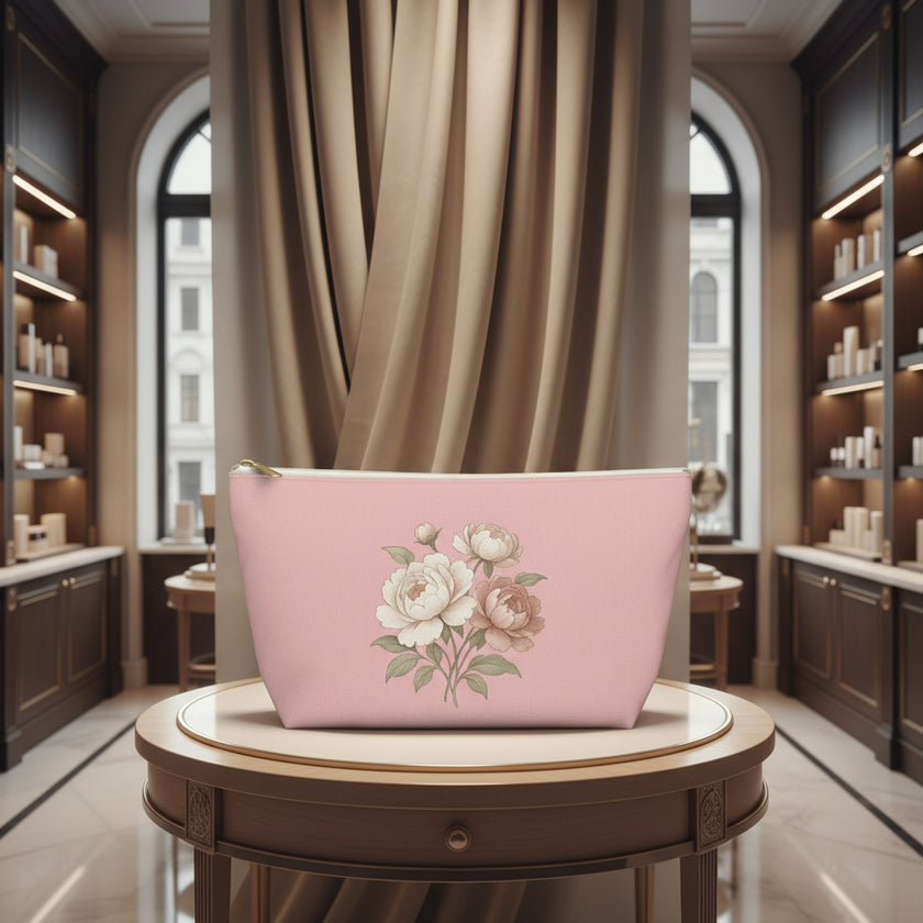 Pink Floral Accessory Pouch