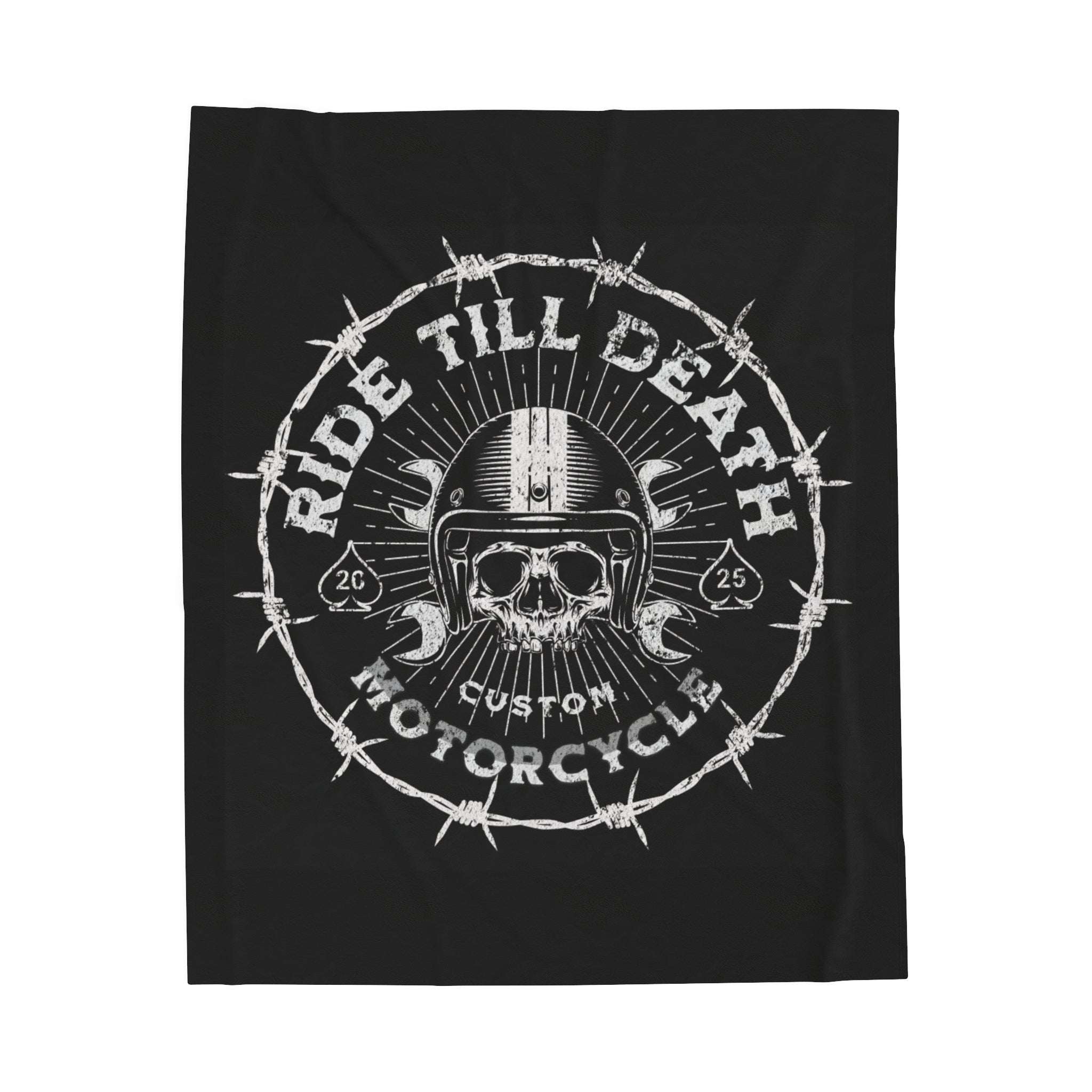 Ride till death velveteen plush blanket