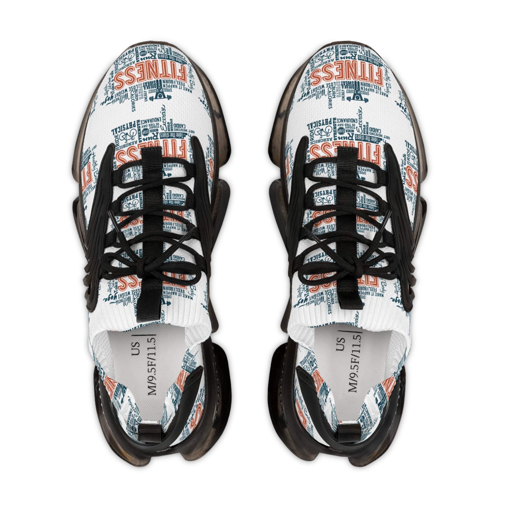 White mesh sneakers with multicolor graphic print, lightweight EVA sole, and lace-up design for men