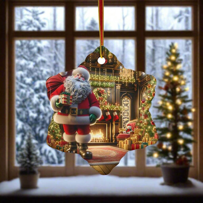 Christmas Ceramic OrnamentLeanne Roberts DesignsChristmas Ceramic Ornament with Santa making a DeliveryGet ready to add a splash of festivity to your holiday decorations with this bold Christmas ceramic ornament! Santa making a delivery comes to life with vibrant colo
