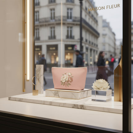 Pink Floral Accessory Pouch