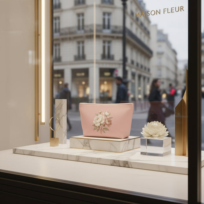 Pink Floral Accessory Pouch